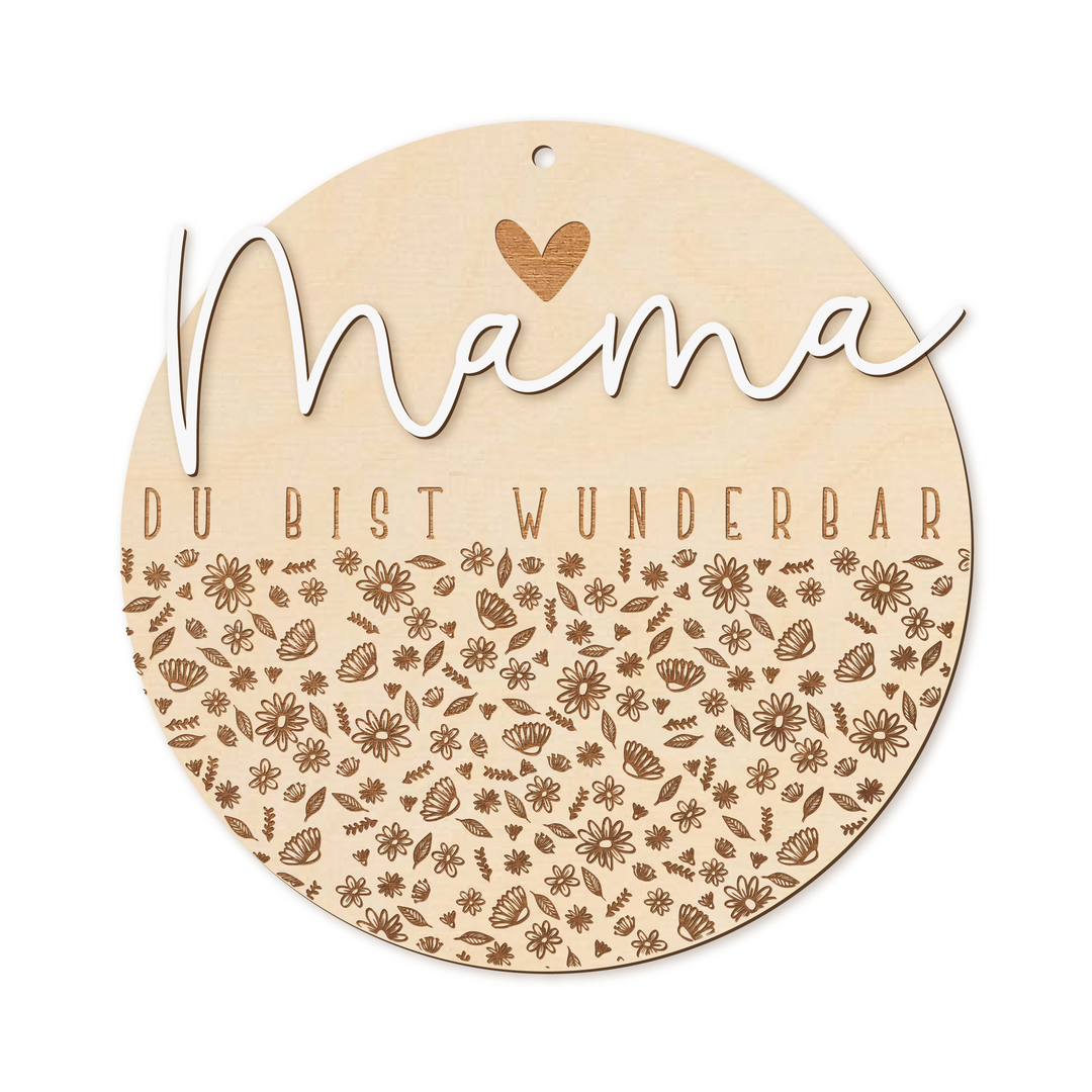 Personalisiertes Holzschild Du bist wunderbar mit Acrylname – Wanddeko aus Birkensperrholz