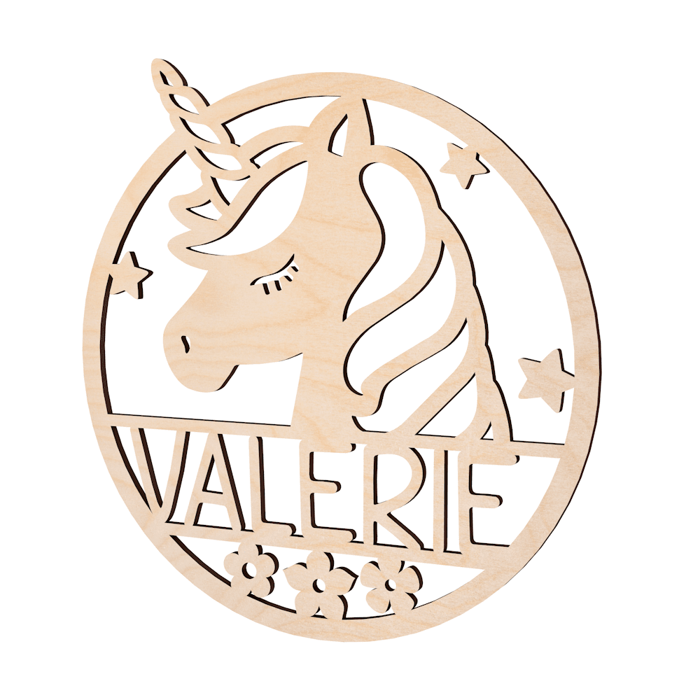 Personalisiertes Schild mit Name aus Holz – Zauber-Einhorn